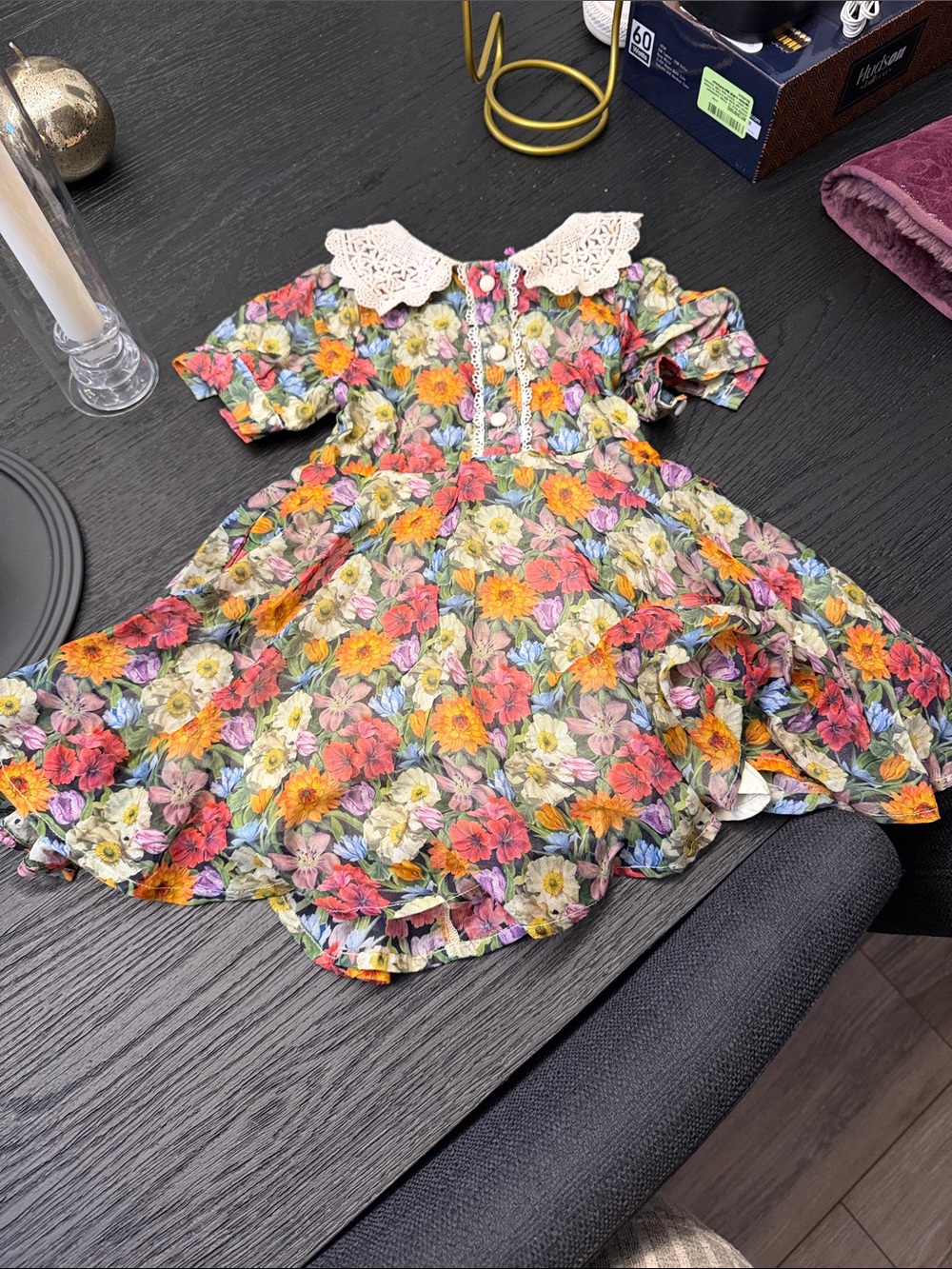 Ivy City- Liberty Fabric- Floral Lace-Collar Kids Dress - Multicolor